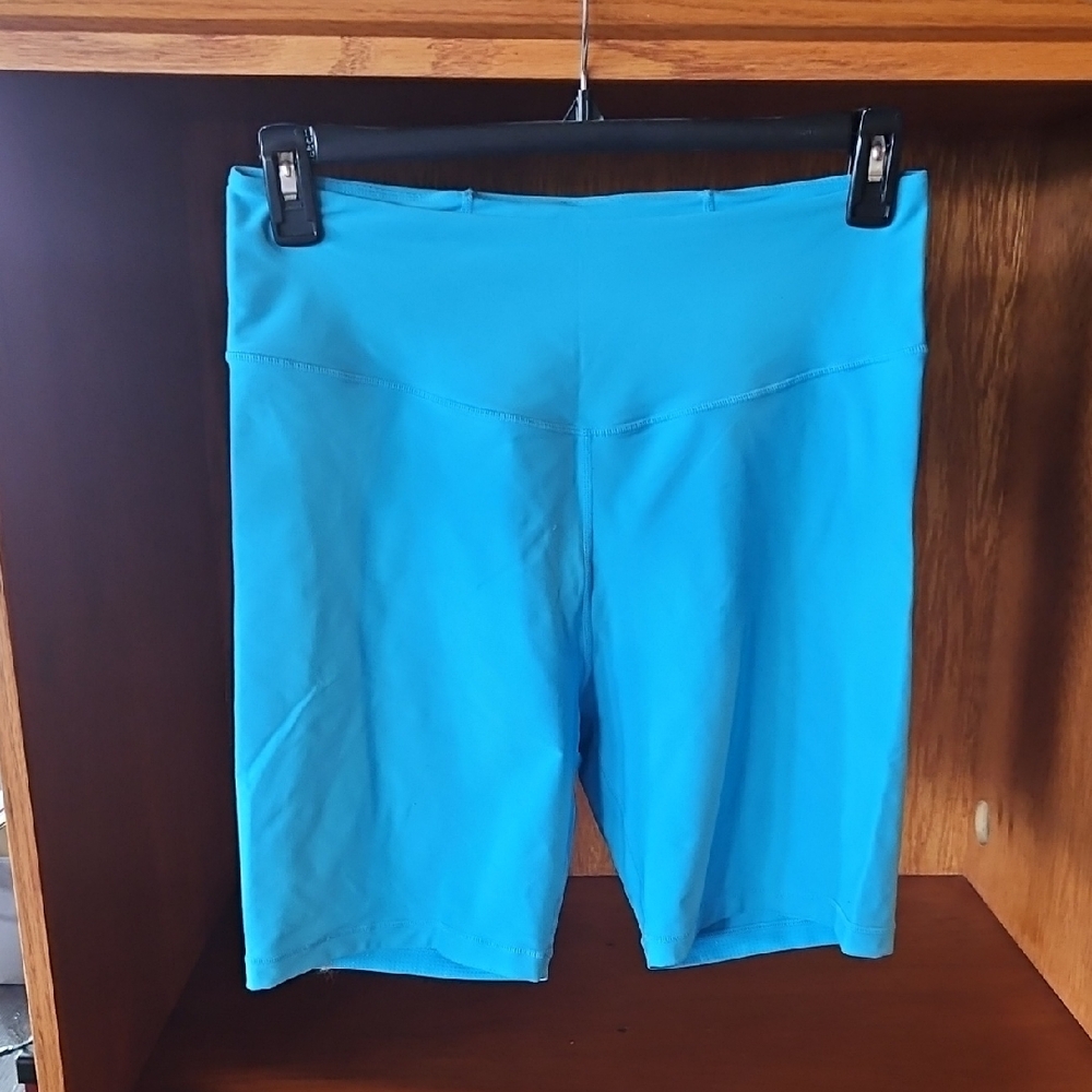POPFLEX Blue Bike Shorts High Waist Stretch